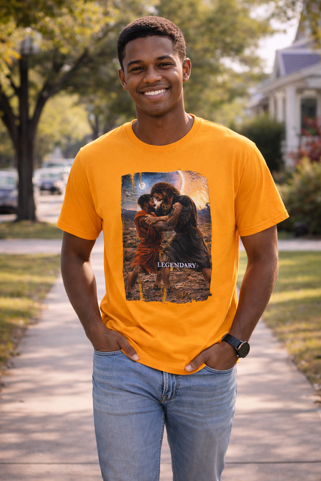 Jacob Wrestles - Genesis 32:24-28 Legendary T-shirt