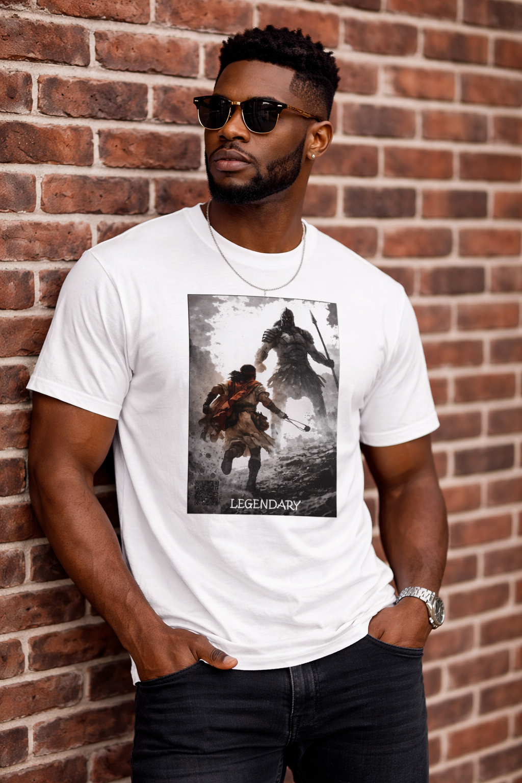 David, The Giant Slayer - 1 Samuel 17:48-49 - Bible Hero Legendary t-shirt